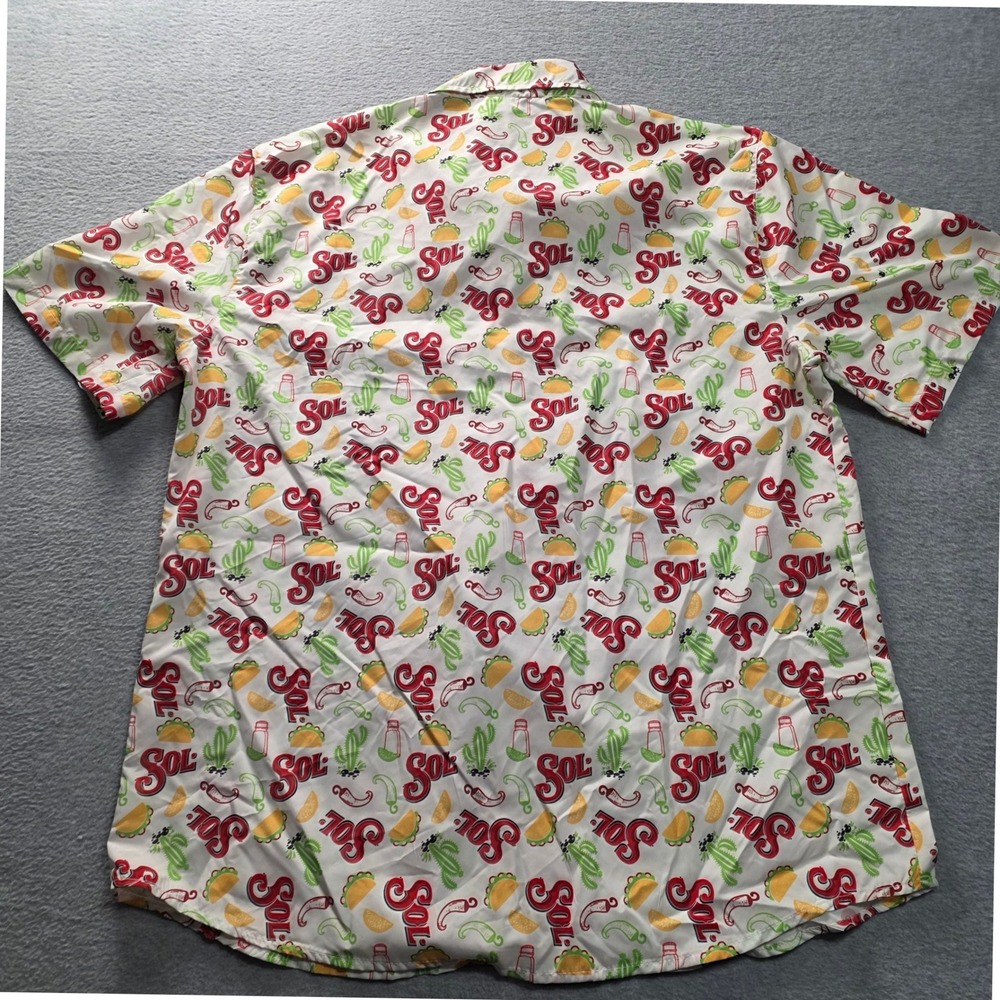 BDA Sol Cerveza Beer Taco Chili Pepper All Over Print Shirt Mens Large - Picture 2 of 5